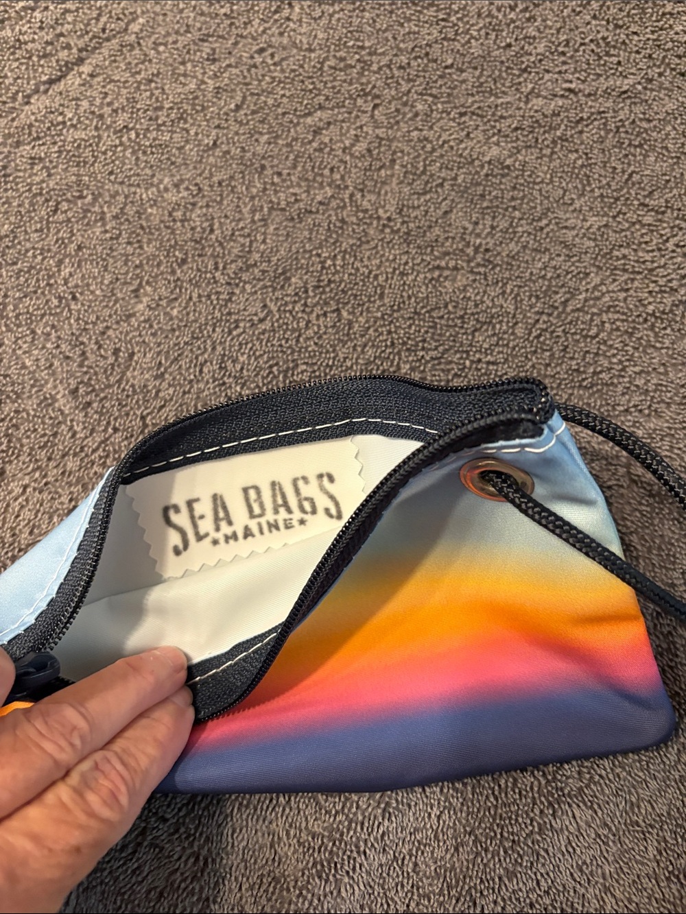 Gradient Sunset Wristlet Pouch - Blue, Yellow & Pink - Picture 3 of 5